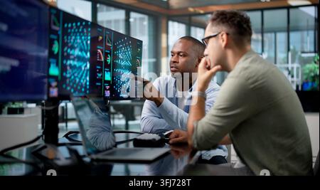 Machine Learning Engineer And Data Scientist Develop AI Models Using Laptop. Stock Photo