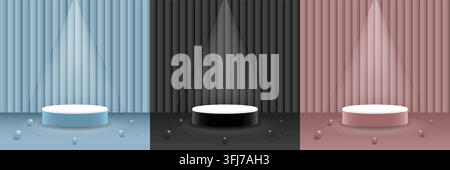 Realistic 3D Podium Set Stock Vector