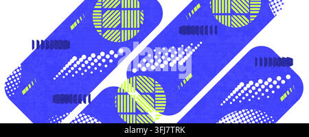 Dynamic Abstract Background Design with Bold Geometric Shapes, Dotted Patterns and Grid Textures. Abstract Sport or Game Banner Design Stock Vector
