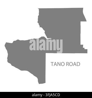 Modern flat vector map of Tano Road, New Mexico, United States. Detailed city boundary silhouette in grey on a white background. Stock Vector