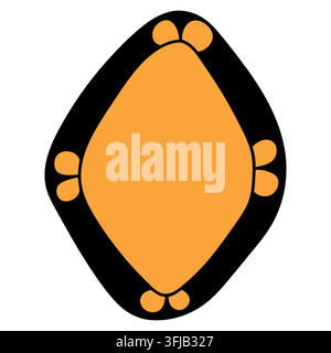 Cute orange diamond rhombus frame with black border hand drawn vector element isolated on white background Stock Vector