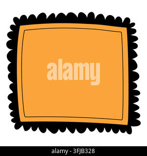 Cute vector frame with orange wavy stripes and wavy border for ...