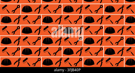 Handyman and construction tools pattern background in solid Stock Vector