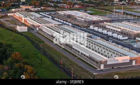 Large data center campus housing multiple buildings for cloud computing and server infrastructure Stock Photo
