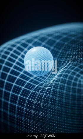 Blue technology grid and digital sphere background, 3d rendering. 3D illustration. Stock Photo