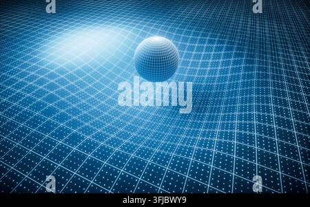 Blue technology grid and digital sphere background, 3d rendering. 3D illustration. Stock Photo