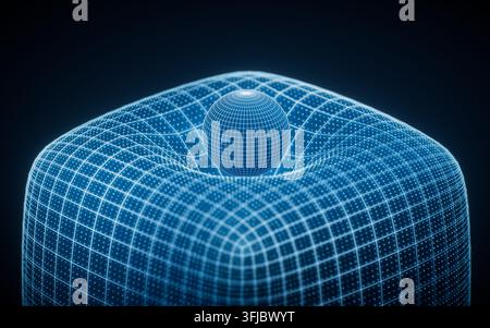 Blue technology grid and digital sphere background, 3d rendering. 3D illustration. Stock Photo