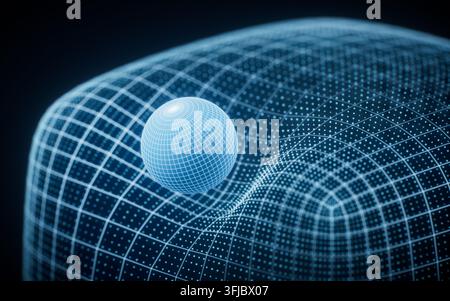 Blue technology grid and digital sphere background, 3d rendering. 3D illustration. Stock Photo