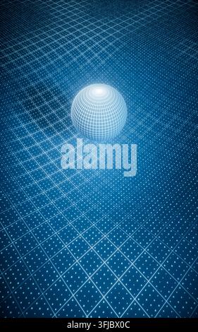 Blue technology grid and digital sphere background, 3d rendering. 3D illustration. Stock Photo