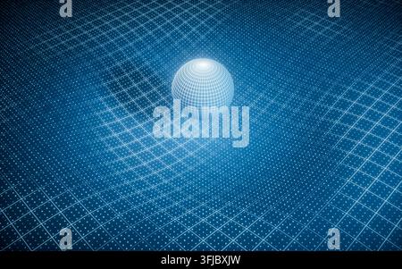 Blue technology grid and digital sphere background, 3d rendering. 3D illustration. Stock Photo