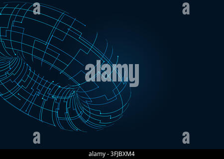 Abstract futuristic torus structure rendered as a clean geometric network background Stock Vector