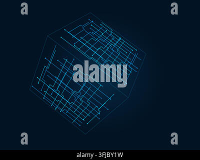Decorative wire cube illustration for presentation covers, creative layouts, and modern visual branding. Stock Vector