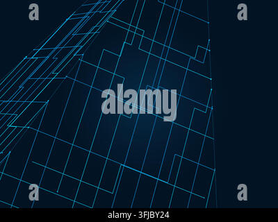 Abstract futuristic pyramid structure rendered as a clean geometric network background Stock Vector