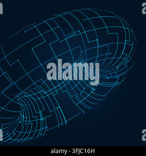 Wire Torus vector background with crisp scalable linework for microstock and commercial design projects. Stock Vector