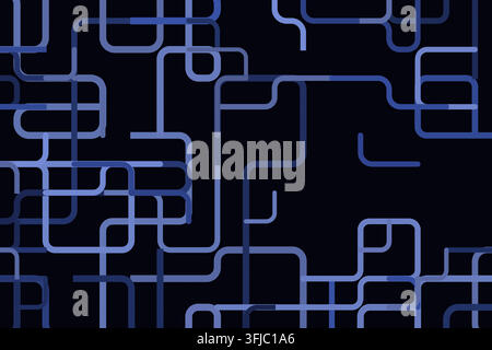 Abstract rounded labyrinth pattern with maze-like vector lines and clean geometric rhythm Stock Vector