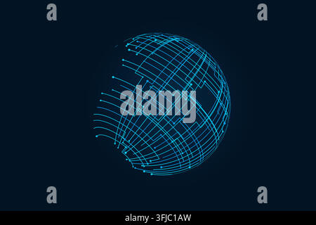 Decorative tech globe illustration for branding projects, creative layouts, and modern visual branding. Stock Vector