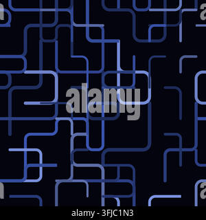Abstract rounded labyrinth pattern with maze-like vector lines and clean geometric rhythm Stock Vector