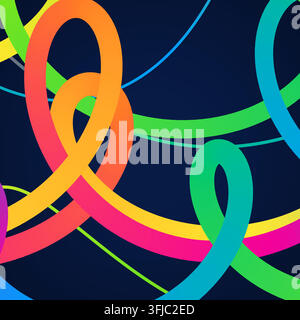 Bright Gradient Zigzag Bands vector background with balanced copy space for microstock and commercial design projects. Stock Vector