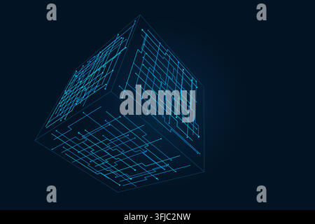 Decorative wire cube illustration for branding projects, creative layouts, and modern visual branding. Stock Vector