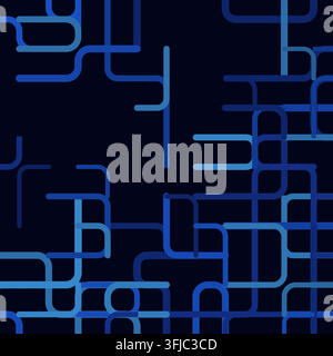 Abstract rounded labyrinth pattern with maze-like vector lines and clean geometric rhythm Stock Vector