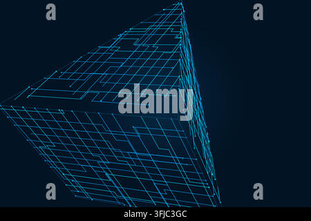Abstract futuristic pyramid structure rendered as a clean geometric network background Stock Vector