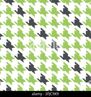 Geometric houndstooth color seamless pattern with pied-de-poule ornament. Monochrome graphic design. Modern minimalist stylish squared background Stock Vector