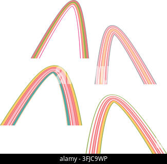 Rainbow icon on a transparent background. Detailed isolated symbol. Cute vector illustration. Scandinavian doodle style Stock Vector