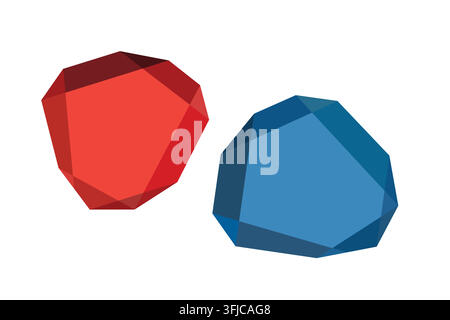 Cartoon stones. Rock stone isometric set. Blue boulders, natural building block shapes, wall stones. 3d flat isolated illustration. Vector collection Stock Vector