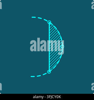 Area Between a Curve and a Line Icon – Hatched Segment Between Curve and Secant Stock Vector