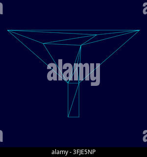 Filter or funnel low poly triangulation triangulated polygonal electric cyan blue vibrant aqua neon color vector illustration image outline contour Stock Vector