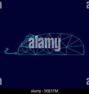 Computer mouse low poly triangulation triangulated polygonal electric cyan blue vibrant aqua neon color vector illustration image outline contour Stock Vector