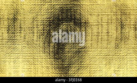 Abstract full-frame texture of shimmering ribbed gold foil fabric with dark metallic shadows Stock Photo
