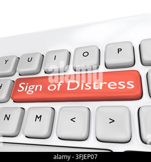 3D illustration of the script Sign of Distress on a pc keyboard button. Stock Photo