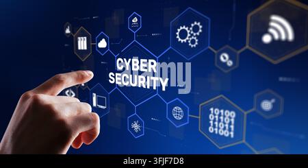 Advanced cyber security protection with digital shield technology and threat prevention systems. Stock Photo