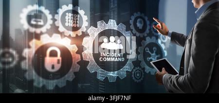 Incident Command Center Concept for Network Security and Cyber Defense. Stock Photo
