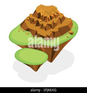 3D Isometric Flat Illustration of Flying Islands, Floating Islands In The Sky. Item 4 - Photomontage Stock Photo