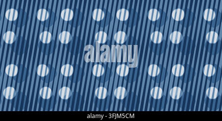 Seamless shibori arashi pattern of indigo blue stripes with white circles, vector background Stock Vector