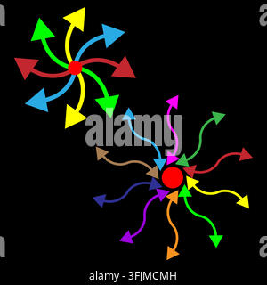 Exploding arrow radial burst collection with colorful vector shape. eps 10. Stock Vector