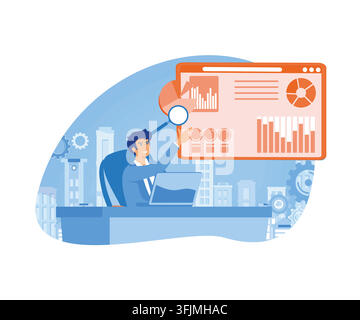 Data driven business model concept. Data analytics, data-driven business, comprehensive strategy, new economic model, reliable decision making abstrac Stock Vector