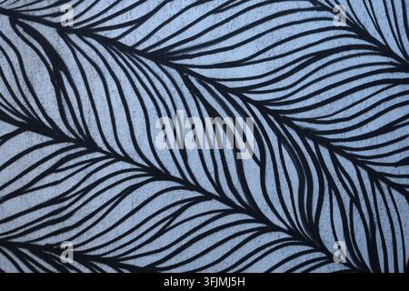 Abstract Black Wavy Line Pattern Street Art Wall Texture Stock Photo