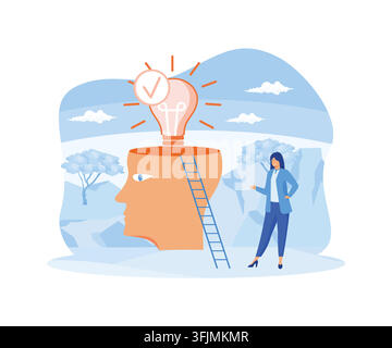 Self development and management. Education and personal growth concept. flat vector modern illustration Stock Vector