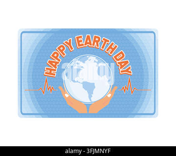 Happy earth day. Hands holding globe, earth. Earth day concept. flat vector modern illustration Stock Vector