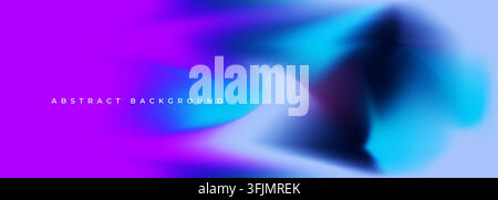 Abstract blue purple holographic gradient background with blurred liquid shapes, cyan glow, and soft light wave texture for banner. Vector Stock Vector