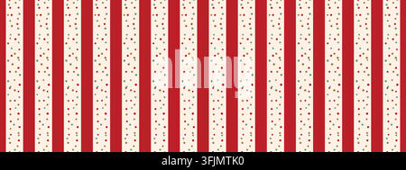 Seamless cane stripe pattern with scattered dots. Traditional design for Christmas packaging Stock Vector