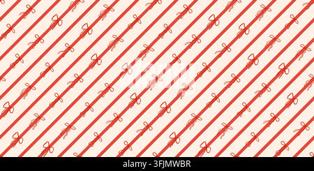 Vertical stripe seamless pattern with legant hand drawn bows. Whimsical design for Christmas packaging or ribbon prints Stock Vector