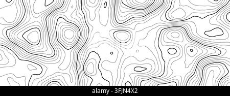Topography map mountain with contour line topographic and pattern vector texture. Background relief ocean with abstract sea terrain and trail cartogra Stock Vector