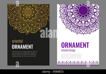 luxury Mandala yoga design. poster mandala on white background. Luxury elegant cover. Decorative ornate round mandala. A symbol of life and health Stock Vector