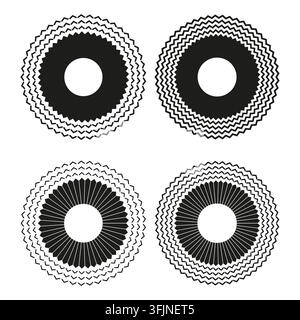 Speaker sound wave vector set features black concentric circle. It visualizes creative audio music. Stock Vector