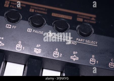 Gothenburg, Sweden - June 03 2023: Play and pause buttons on a keyboard Stock Photo