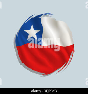 Chile flag painted with a brush in a rounded style, featuring uneven edges and a swirling appearance. Stock Vector